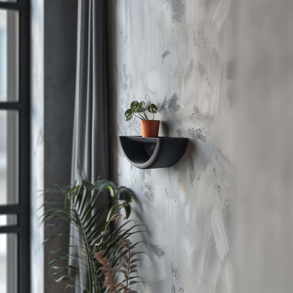 3D Printed Half Circle Wall Shelf | Modern Minimalist Floating Shelf | Unique Curved Wall Decor Accent for Contemporary Home Interiors