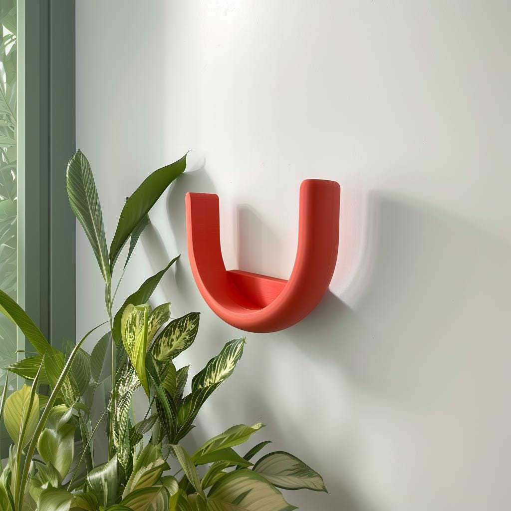 3D Printed U Shaped Wall Shelf | Modern Minimalist Floating Shelf Design | Unique Geometric Home Decor | Contemporary Wall Organizer