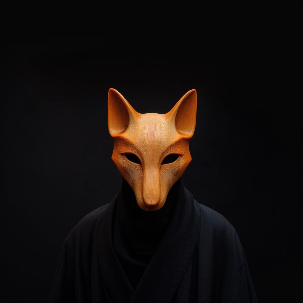 3D Printed Fox Mask | Modern Animal Face Sculpture | Unique Cosplay Prop for Adults | Minimalist Costume and Art Decor Accessory