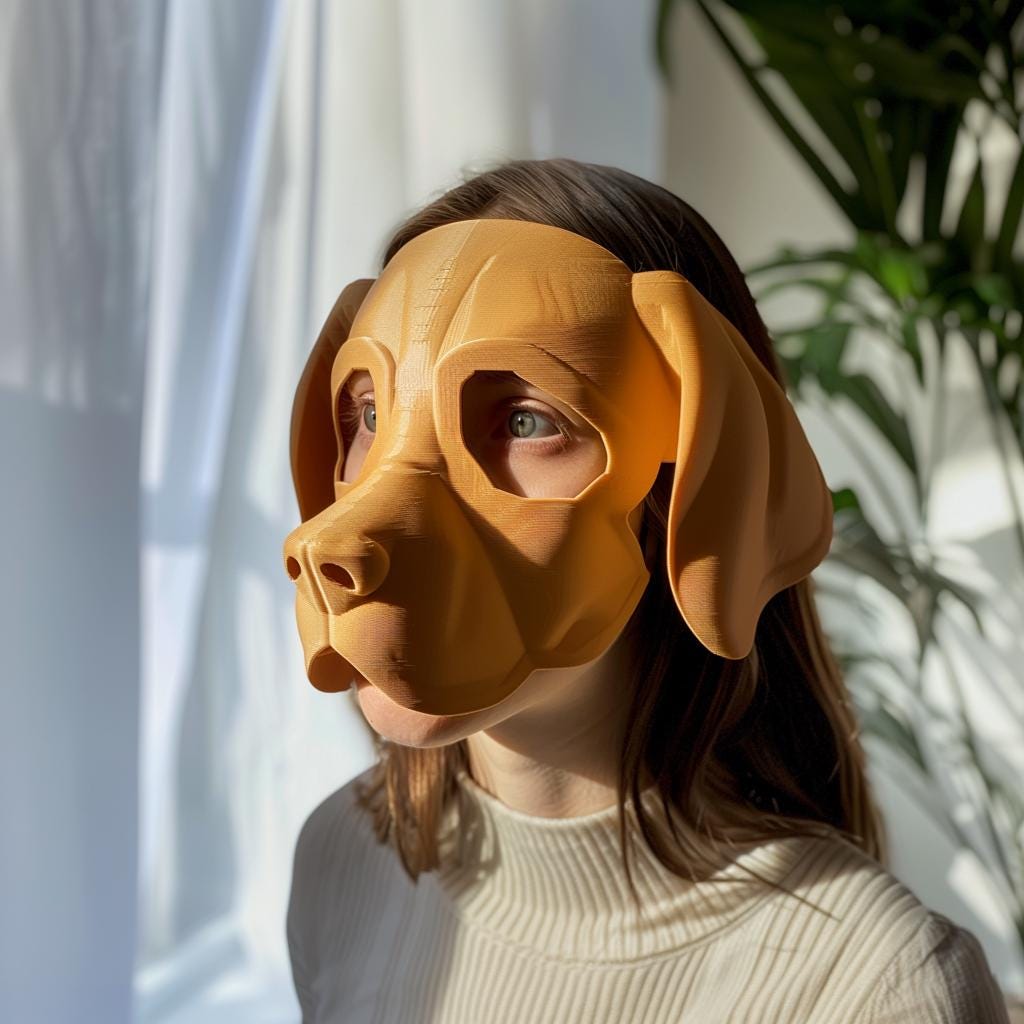 3D Printed Beagle Face Mask | Realistic Dog Mask for Adults | Unique Animal Cosplay & Halloween Costume Prop