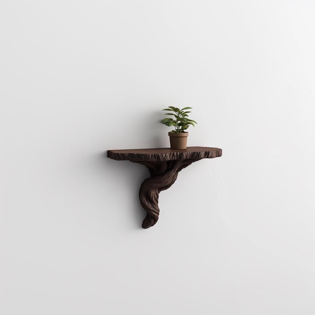 Tree Root Wall Shelf | Organic 3D Printed Shelf | Floating Shelf for Plants | Nature Decor | Rustic Wall Accent | Brown Shelf Decoration