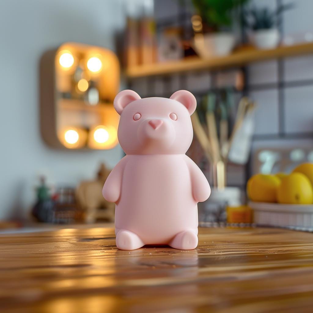 3D Printed Bear Figurine | Minimalist Animal Sculpture | Modern Decorative Figure for Home or Office