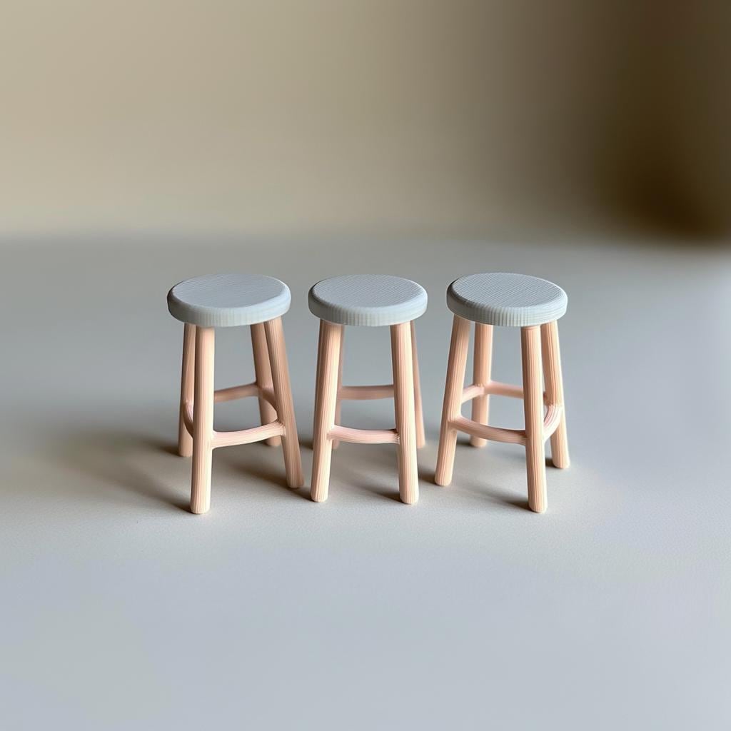 Dollhouse Bar Stool 1:12 Scale Miniature Chair | 3D Printed Dollhouse Furniture Dollhouse Decor | Tiny Bar Stool Collectible Mini Furniture
