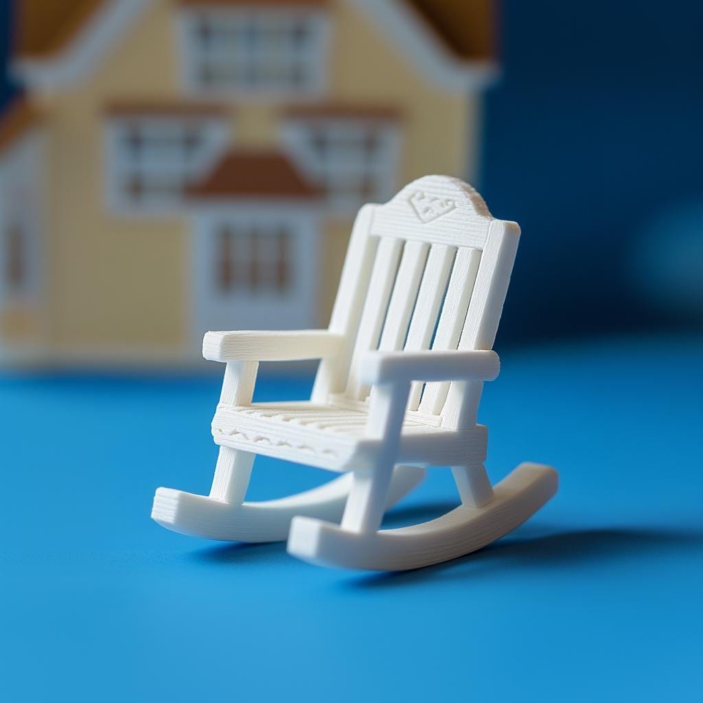 Miniature Rocking Chair | 3D Printed Dollhouse Furniture | 1:12 Scale Wooden-Style Rocker | Miniature Chair | Collectible Mini Furniture