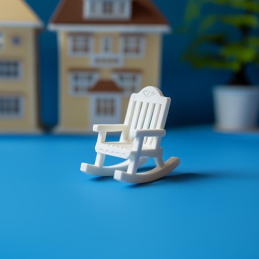 Miniature Rocking Chair | 3D Printed Dollhouse Furniture | 1:12 Scale Wooden-Style Rocker