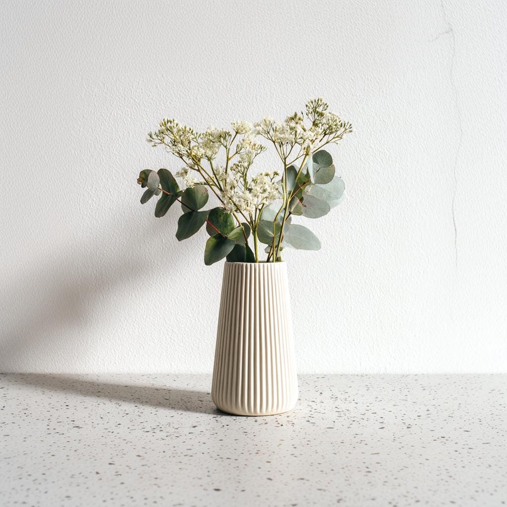 3D Printed Origami Vase | Minimalist Ribbed Vase for Fresh Dried Flowers | Modern Geometric Home Decor | Unique Gift for Her | Table Flower