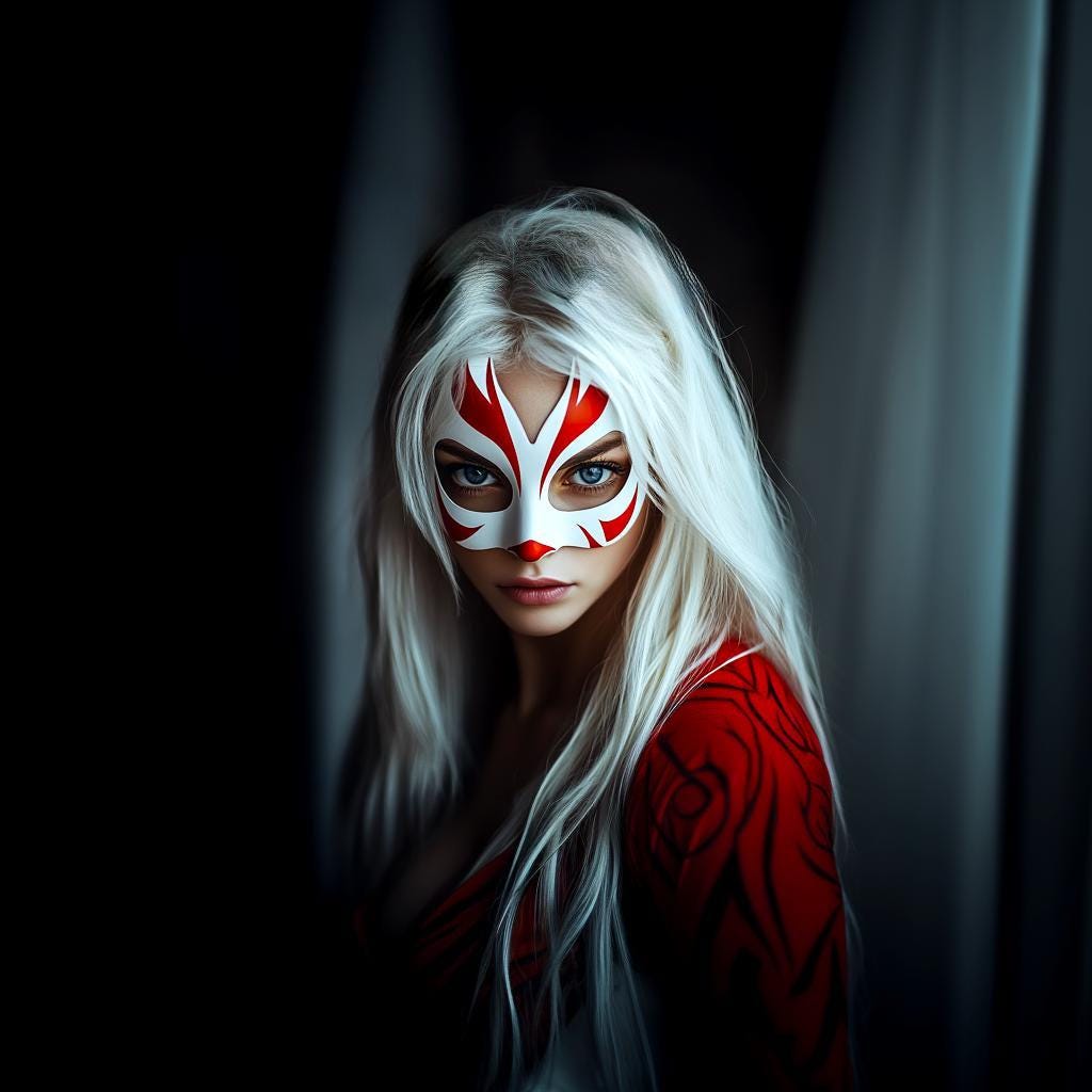Fox Spirit Cosplay Japanese Folklore Mask | Costume White and Red Anime Mask | Fantasy Festival Mask