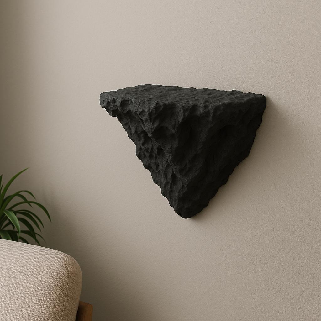 3D Printed Rock Wall Shelf | Geometric Floating Shelf | Black Sculptural Decor | Minimalist Home Accent | Gift for Design Lovers