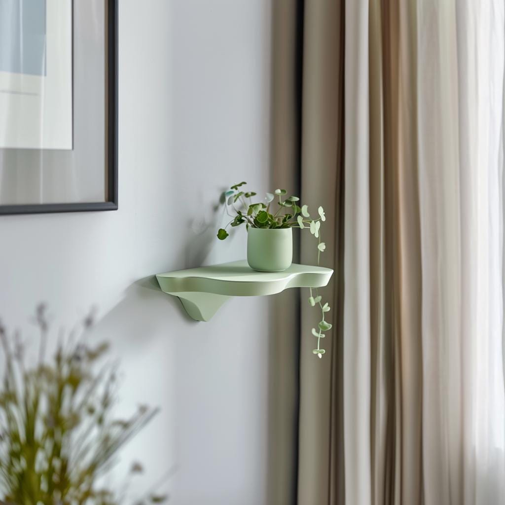 3D Printed Modern Wall Shelf | Minimalist Floating Shelf Design | Organic Nature Inspired Shape