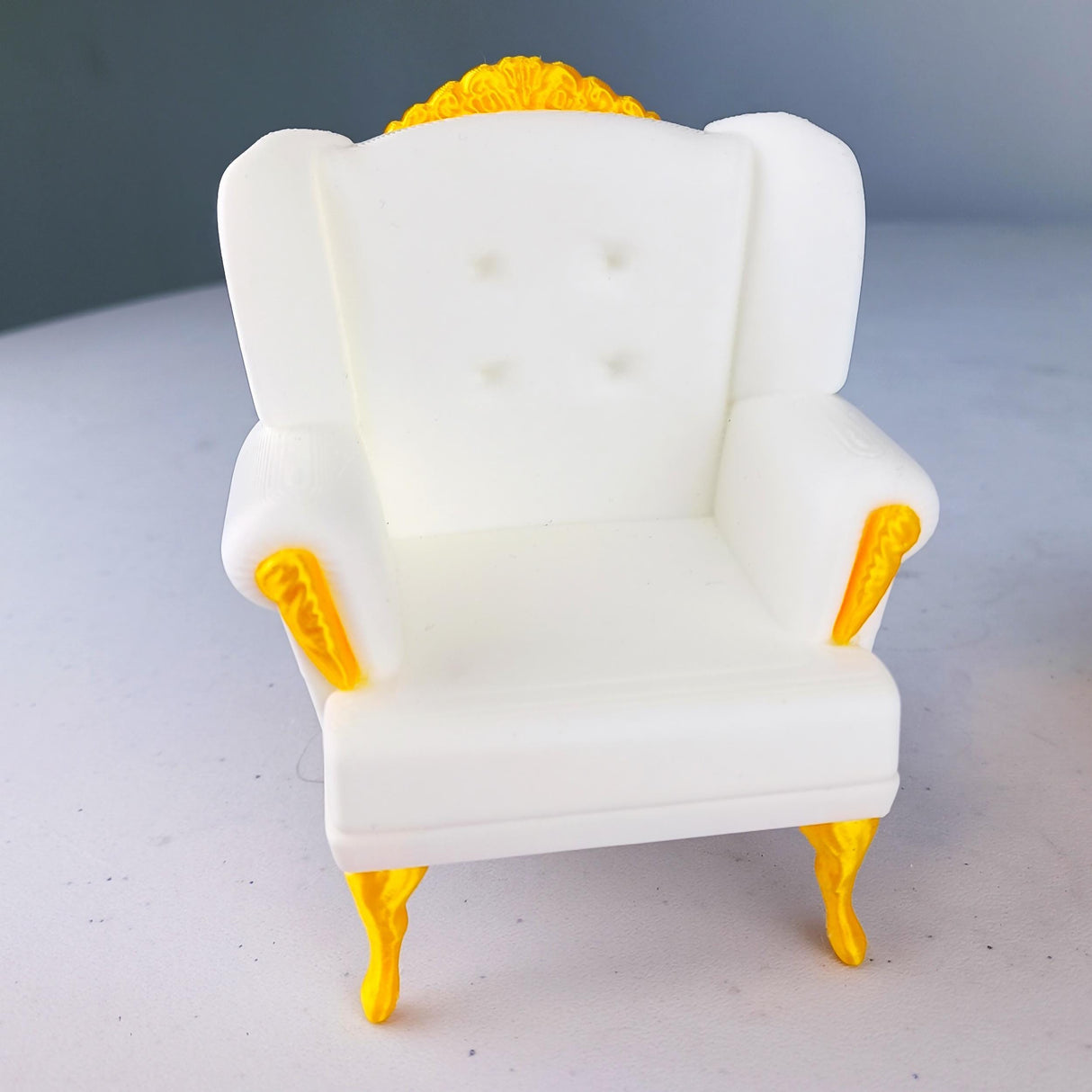 Dollhouse Sofa & Ottoman | 1:12 Scale Miniature Furniture | 3D Printed Victorian Chair