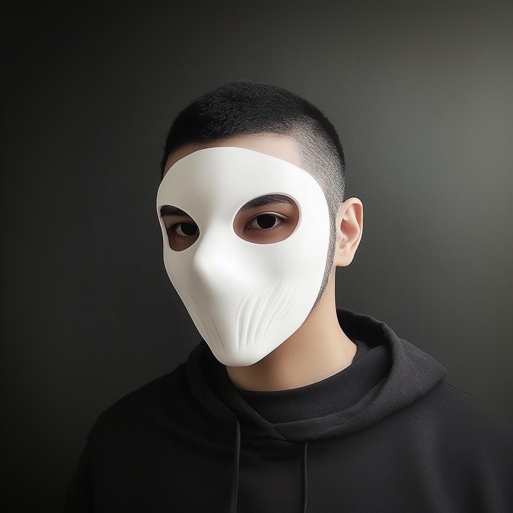 White Matte Full Face Mask | 3D Printed Cosplay Mask | Modern Phantom Mask | Smooth Minimalist Mask for Halloween, Costume or Photoshoot