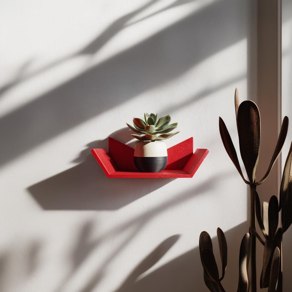 3D Printed Wall Shelf | Modern Geometric Mini Shelf | Small Plant Display Shelf