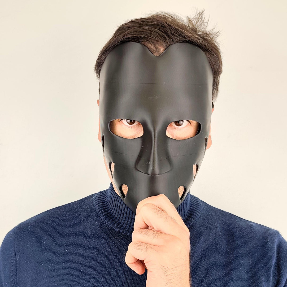 Black 3D Printed Face Mask | Lightweight Cosplay Mask | Horror Costume Mask | Halloween Accessory | Unique Gift for Him or Her