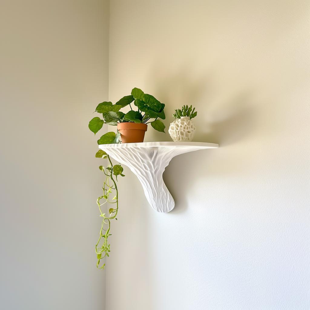 Deadly Galerina Mushroom Shelf | Organic 3D Printed Floating Shelf | Mycelium-Inspired Wall Art | Minimal Botanical Decor Mushroom Shelfs