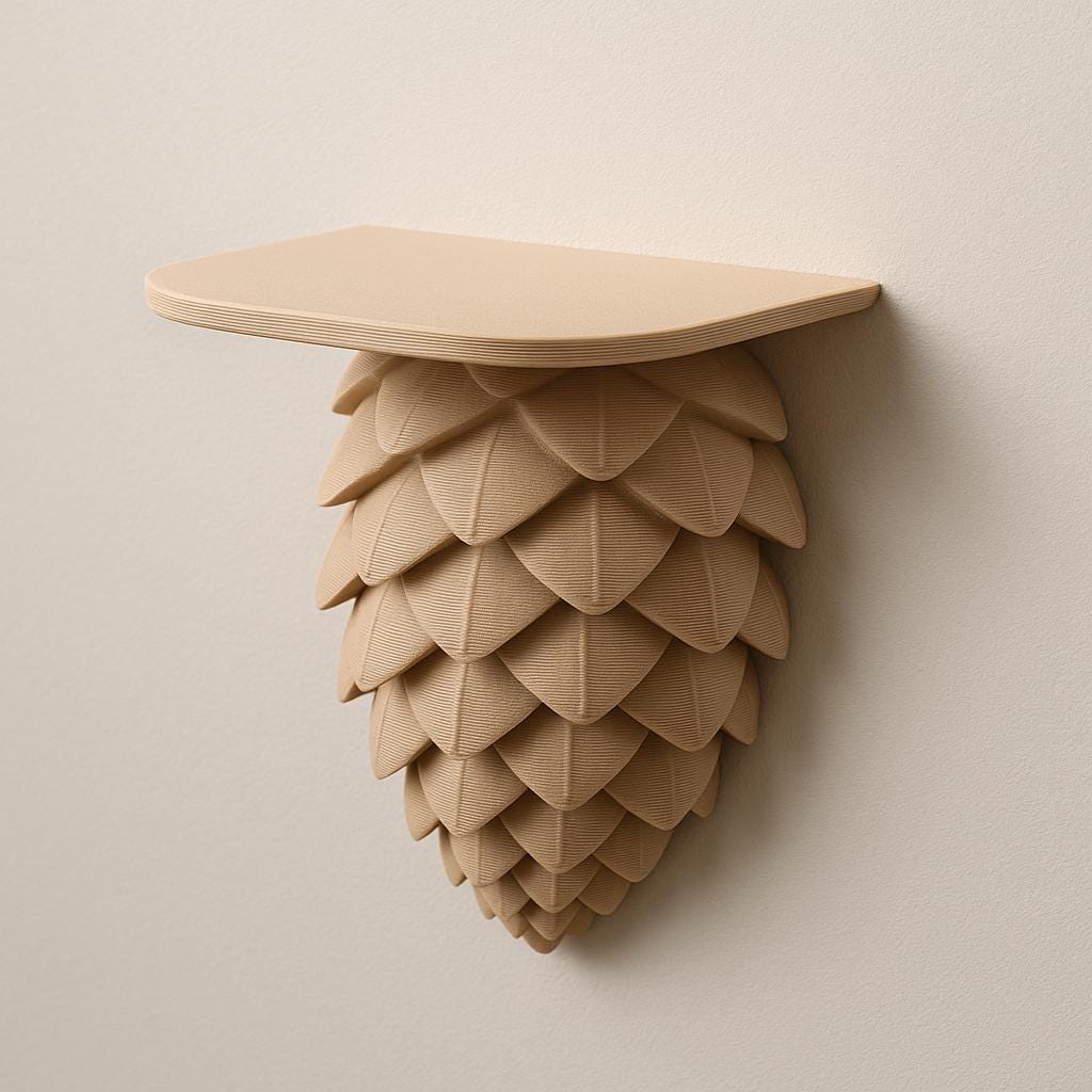 Pinecone Wall Shelf | Woodland Decor | 3D Printed Floating Shelf