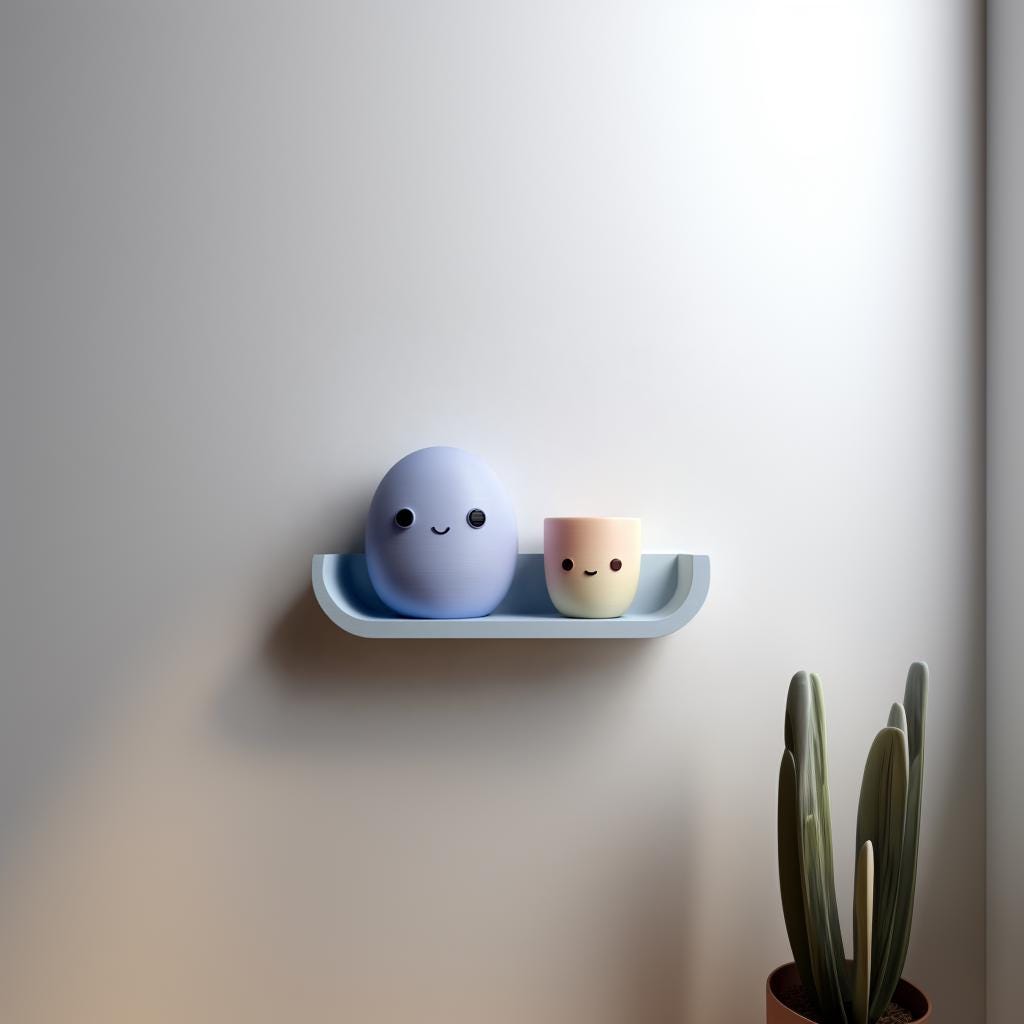 3D Printed Egg Friends Wall Shelf | Minimal Character Floating Ledge Display | Cute Room Decor Accent for Kids Rooms and Cozy Home Interiors