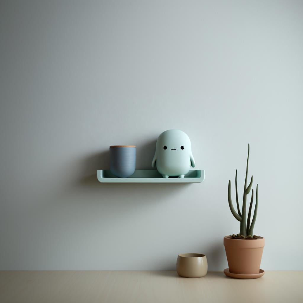 3D Printed Cozy Buddy Wall Shelf | Minimal Character Floating Ledge Display | Cute Room Decor Accent for Kids Rooms and Cozy Home Interiors