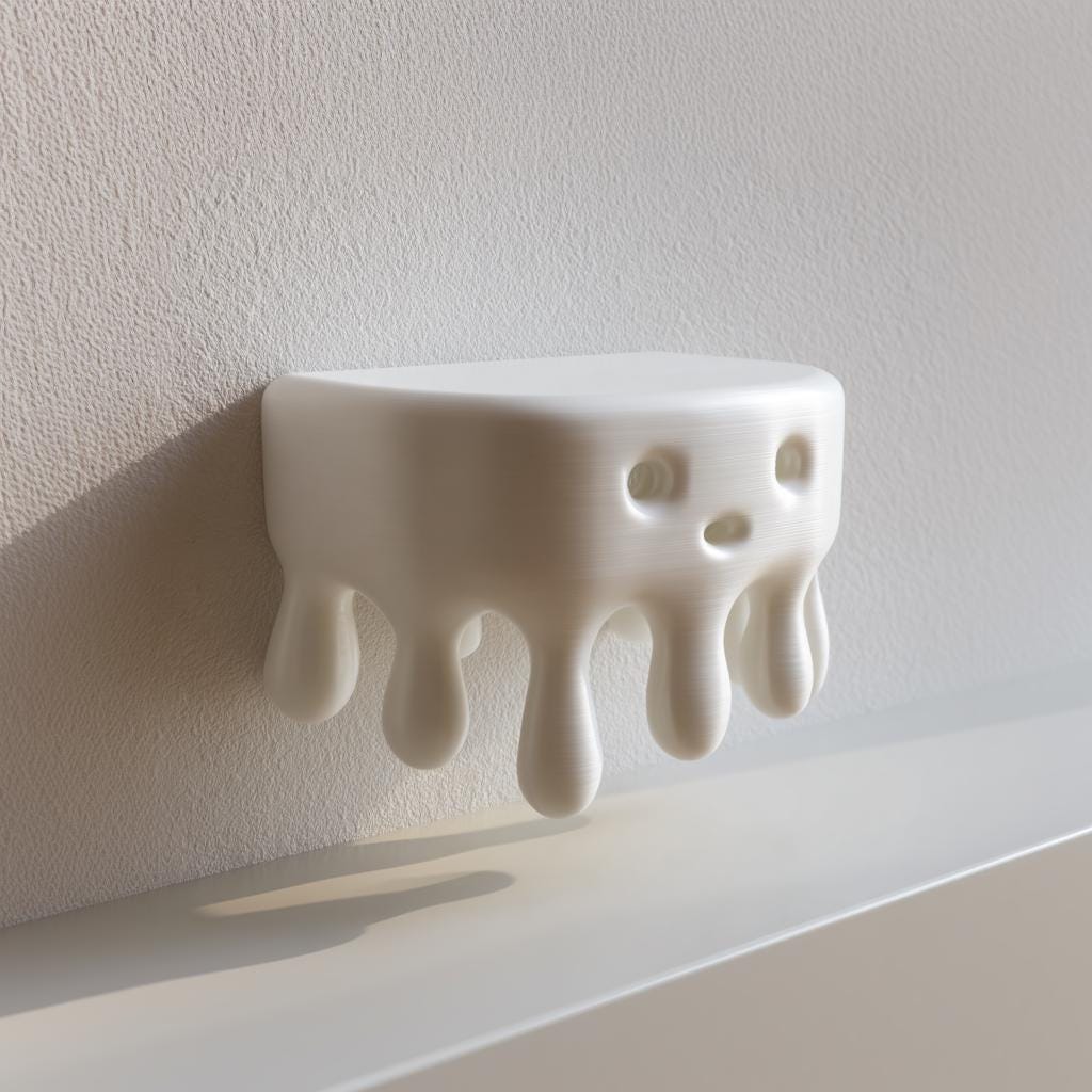 3D Printed Dripping Blob Wall Shelf | Minimal Character Floating Ledge | Playful Modern Room Decor Accent for Kids Rooms and Home Offices