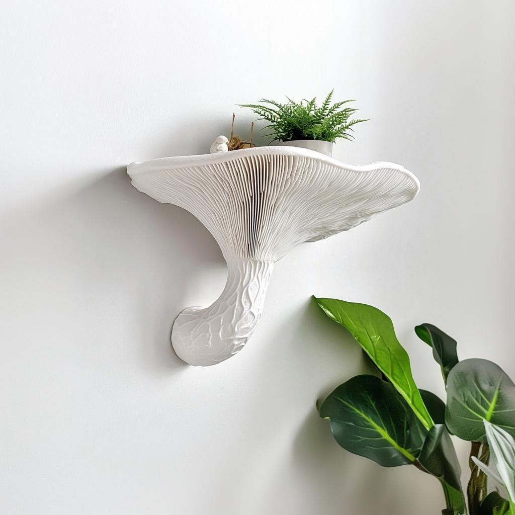 Honey Mushroom Wall Shelf | 3D Printed Shelf Inspired by Armillaria | Organic Fungi Decor