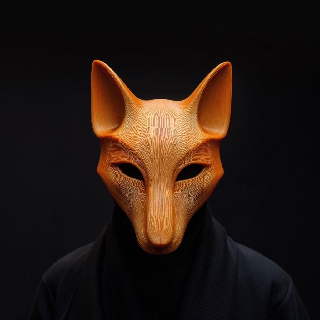3D Printed Fox Mask | Modern Animal Face Sculpture | Unique Cosplay Prop for Adults