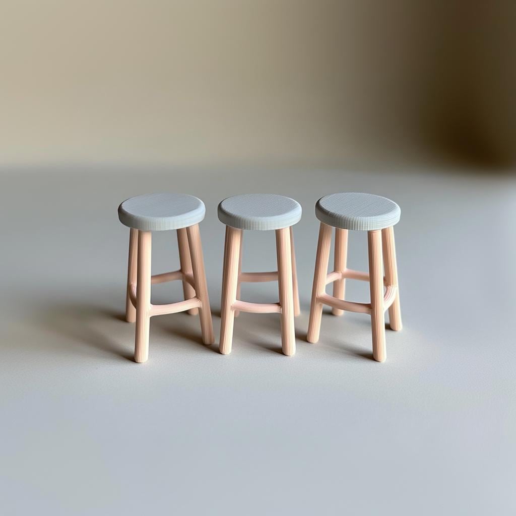 Dollhouse Bar Stool 1:12 Scale Miniature Chair | 3D Printed Dollhouse Furniture Dollhouse Decor | Tiny Bar Stool Collectible Mini Furniture