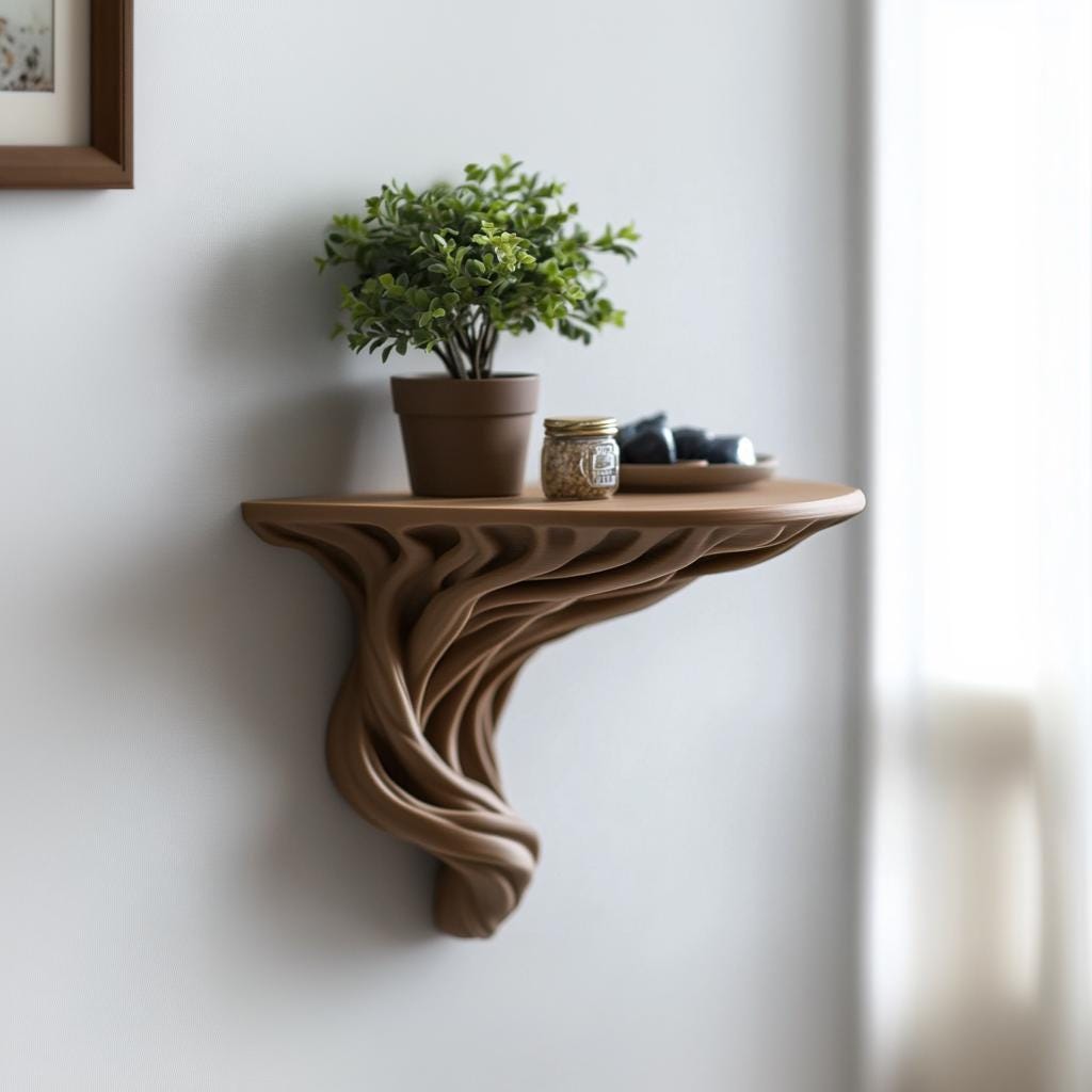 Tree Root Wall Shelf | Organic 3D Printed Floating Shelf | Boho Wall Decor | Rustic Plant Display Ledge | Nature Inspired Wall Accent