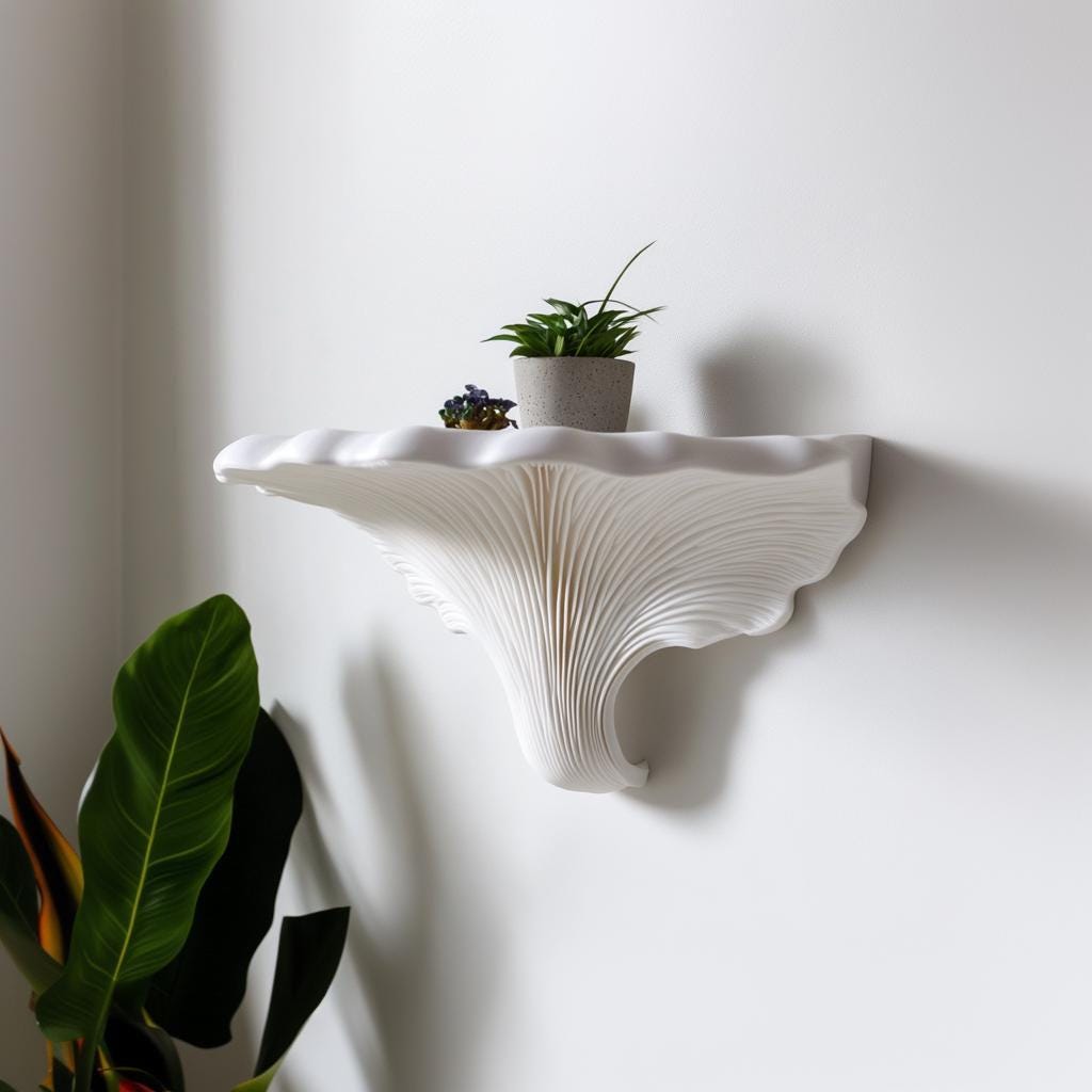 Turkey Tail Mushroom Shelf | Trametes Versicolor Wall Art | Sculptural Floating Shelf