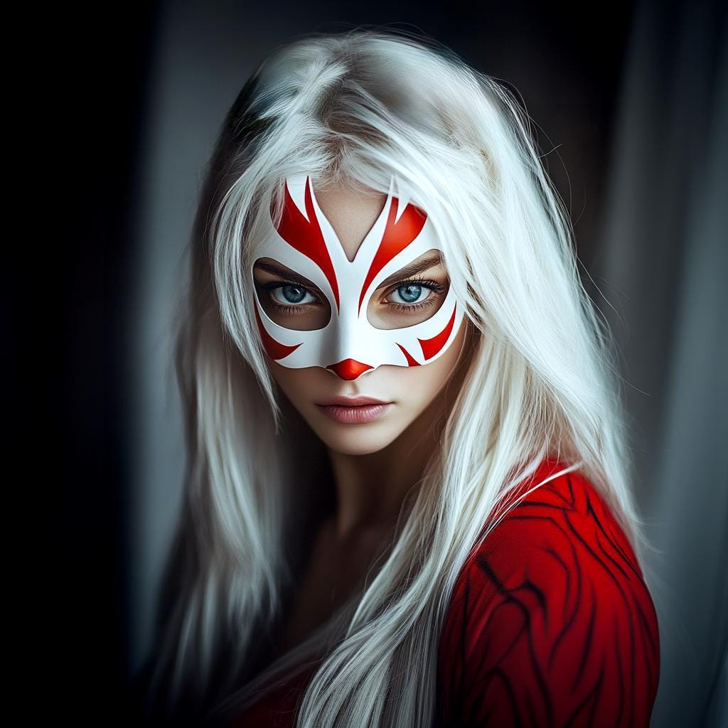 Fox Spirit Cosplay Japanese Folklore Mask | Costume White and Red Anime Mask | Fantasy Festival Mask