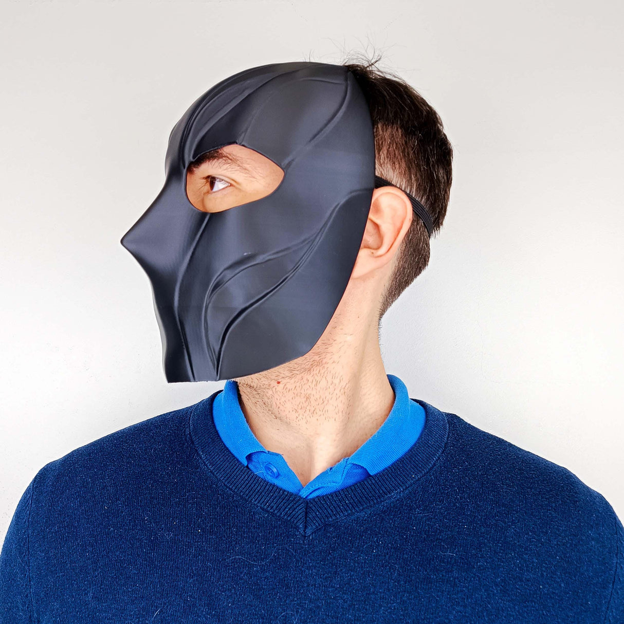 Black Tactical Face Mask | 3D Printed Full Face Mask for Men | Cyberpunk Costume Prop