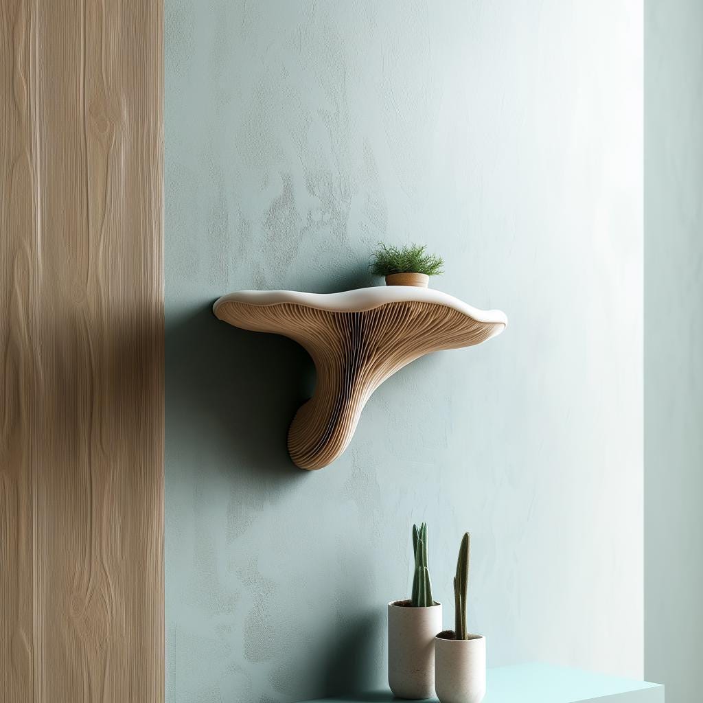 Mushroom Floating Wall Shelf | 3D Printed Organic Wall Decor | Nature Inspired Home Accent Modern Wall Mounted Shelf | Fungi Aesthetic Decor