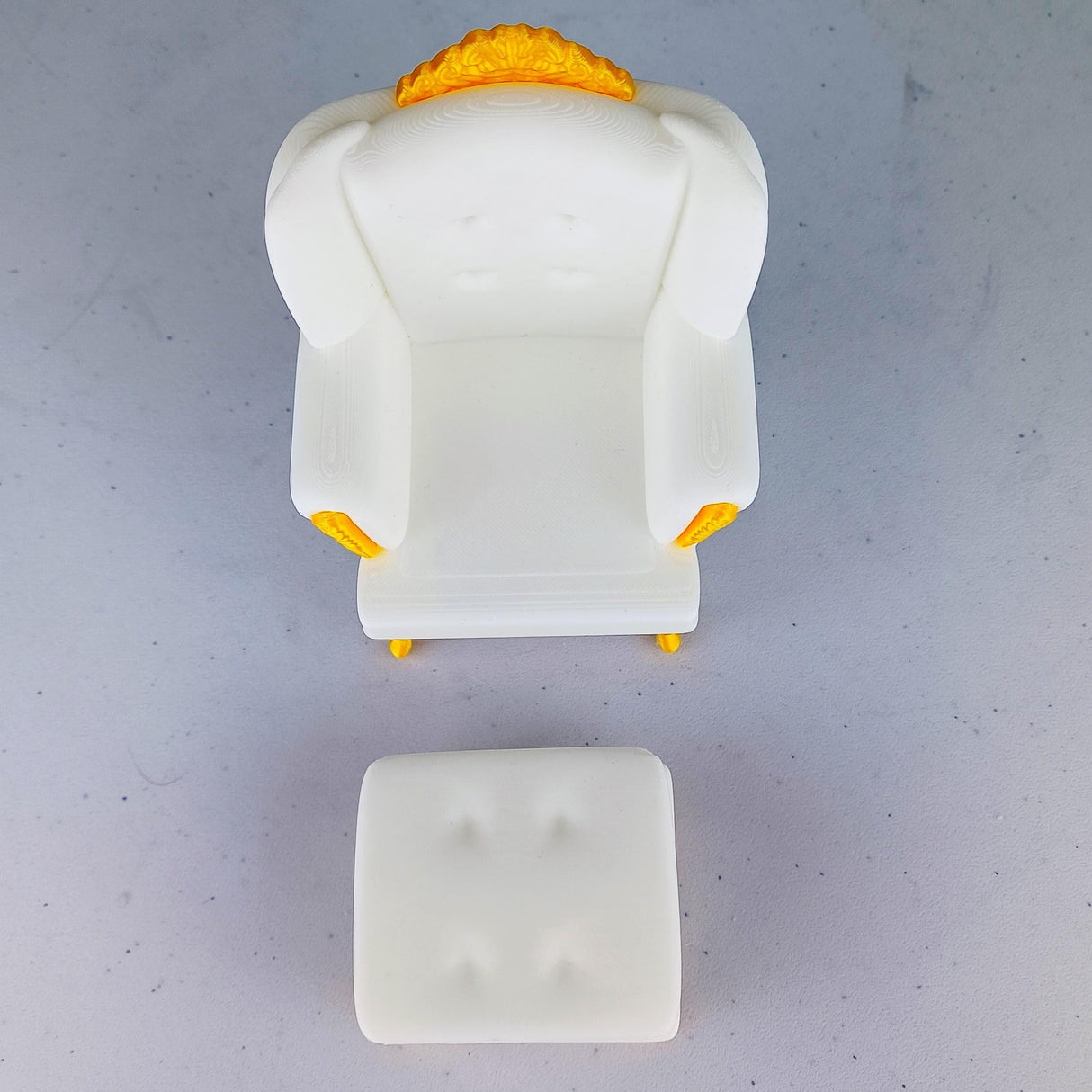 Dollhouse Sofa & Ottoman | 1:12 Scale Miniature Furniture | 3D Printed Victorian Chair