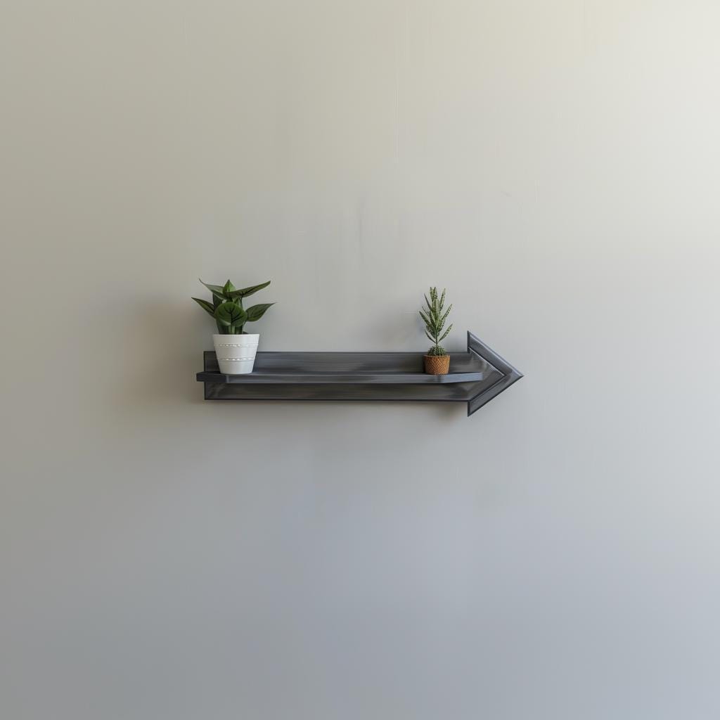 3D Printed Arrow Wall Shelf | Modern Directional Floating Shelf | Unique Minimalist Wall Decor Accent for Stylish Contemporary Interiors