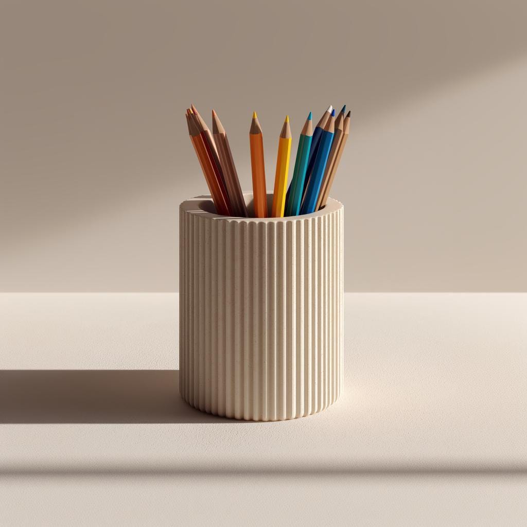 3D Printed Pencil Holder | Modern Ribbed Desk Organizer | Minimalist Pen Cup