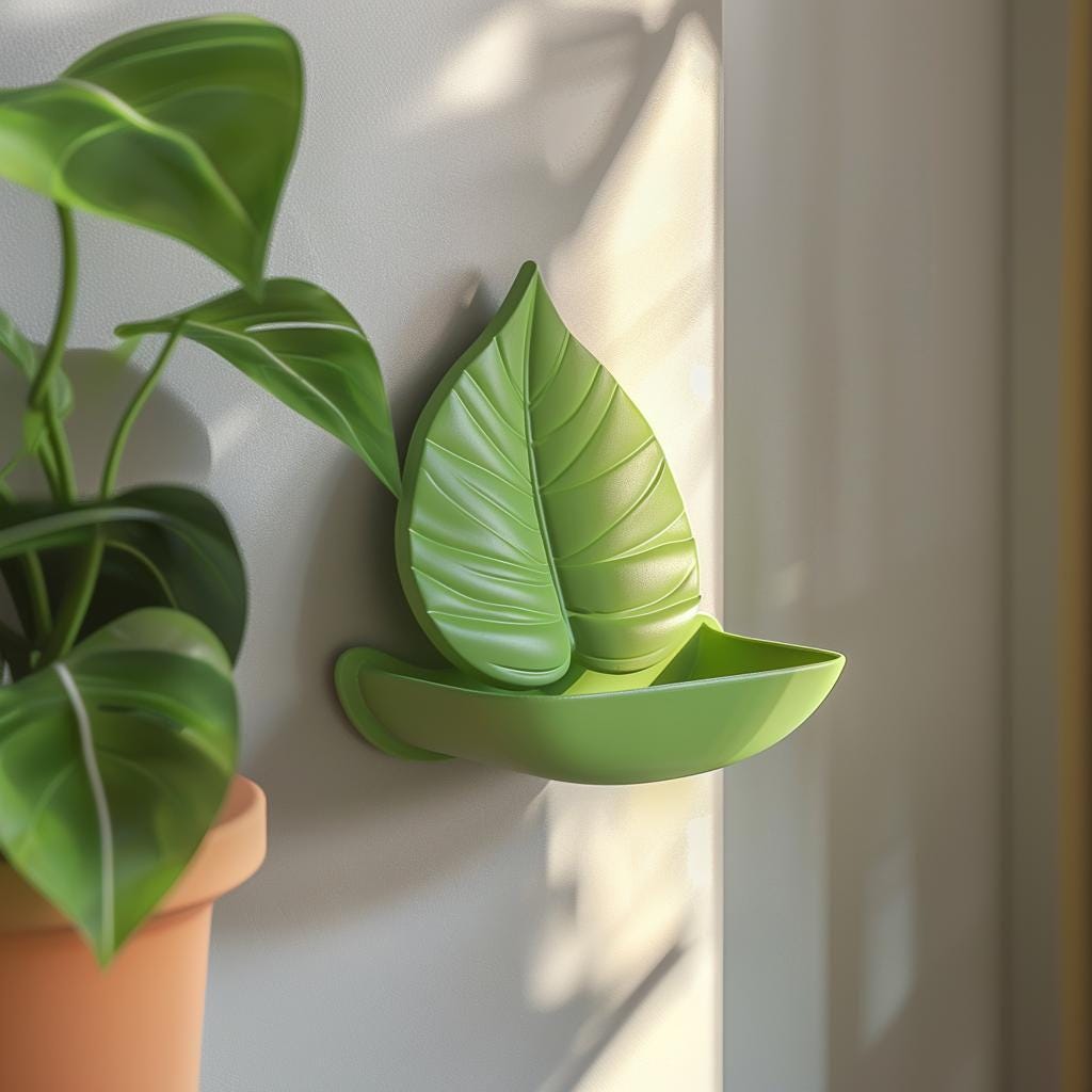 3D Printed Leaf Wall Shelf | Modern Botanical Floating Shelf Design | Unique Nature Inspired Home Decor