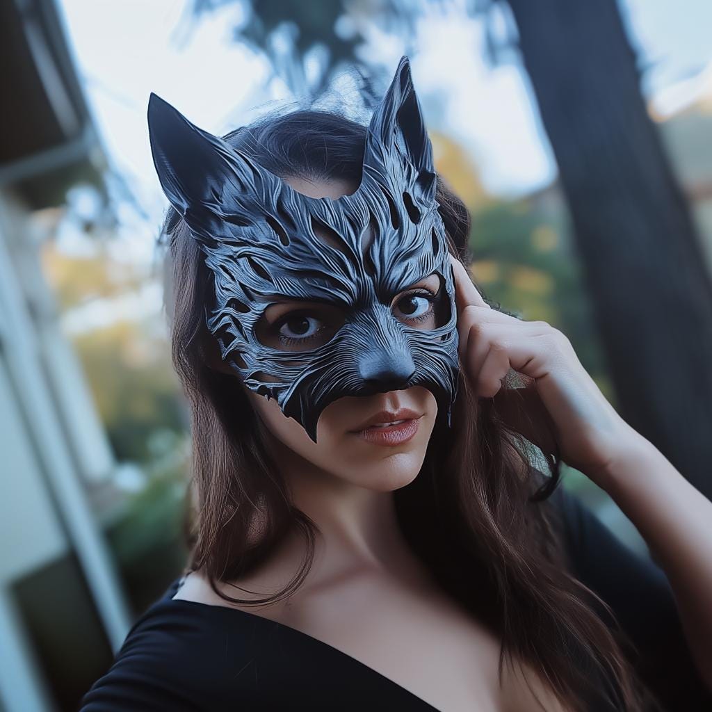 Werewolf Masquerade Mask | 3D Printed Wolf Mask for Women | Gothic Costume Mask