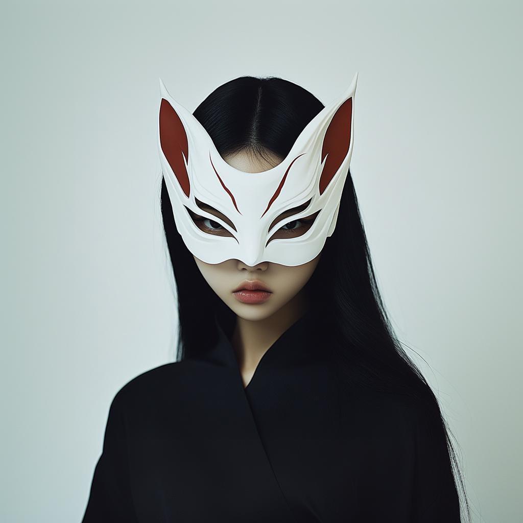 Japanese Fox Spirit Mask | Half Face Cosplay Mask | 3D Printed Samurai Warrior Mask