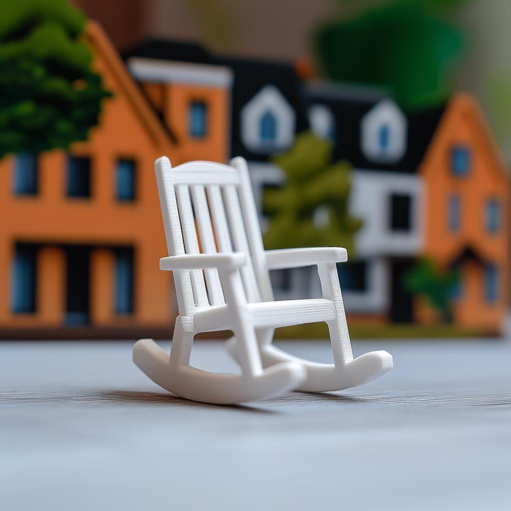 Miniature Rocking Chair | 3D Printed Dollhouse Furniture | 1:12 Scale Wooden-Style Rocker