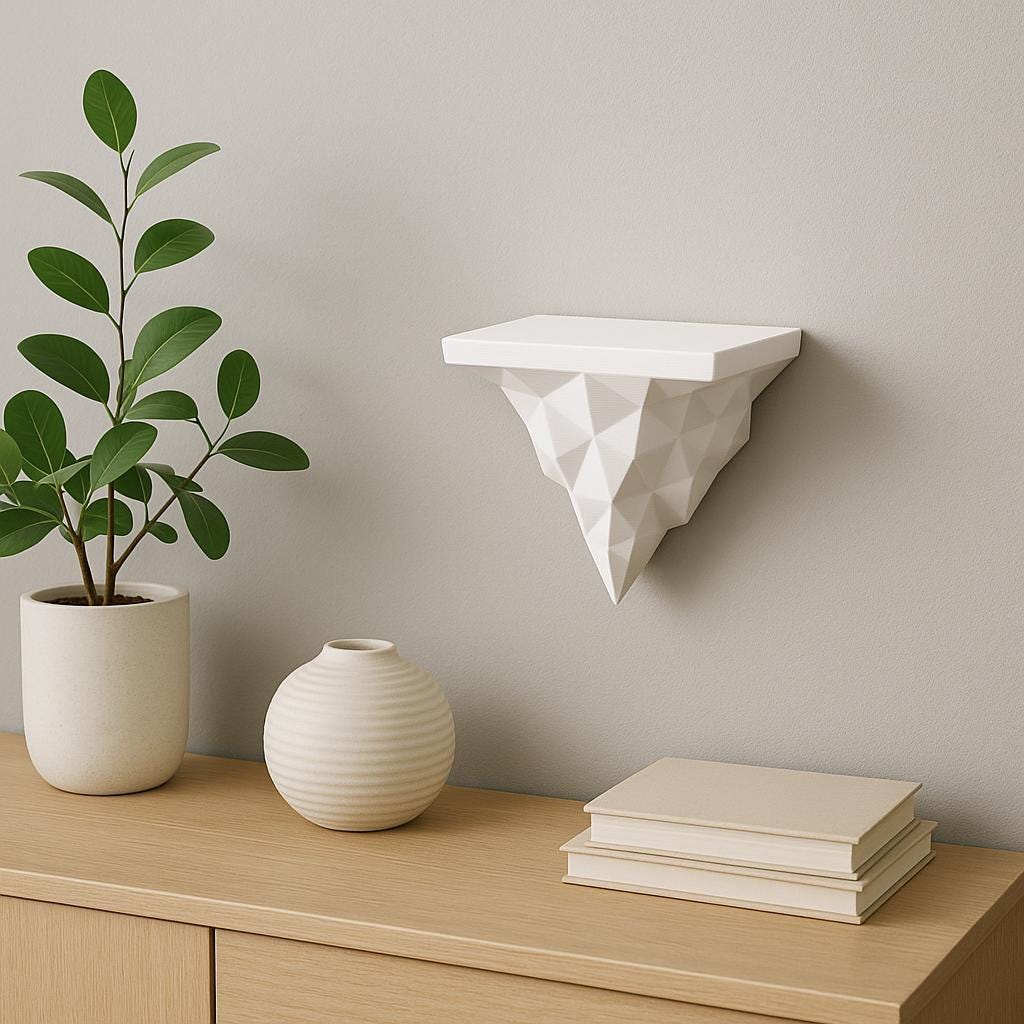 Geometric 3D Printed Wall Shelf | Modern Floating Iceberg Shelf | Minimalist Sculptural Decor | Small Ice Wall Display | Gift for Designers