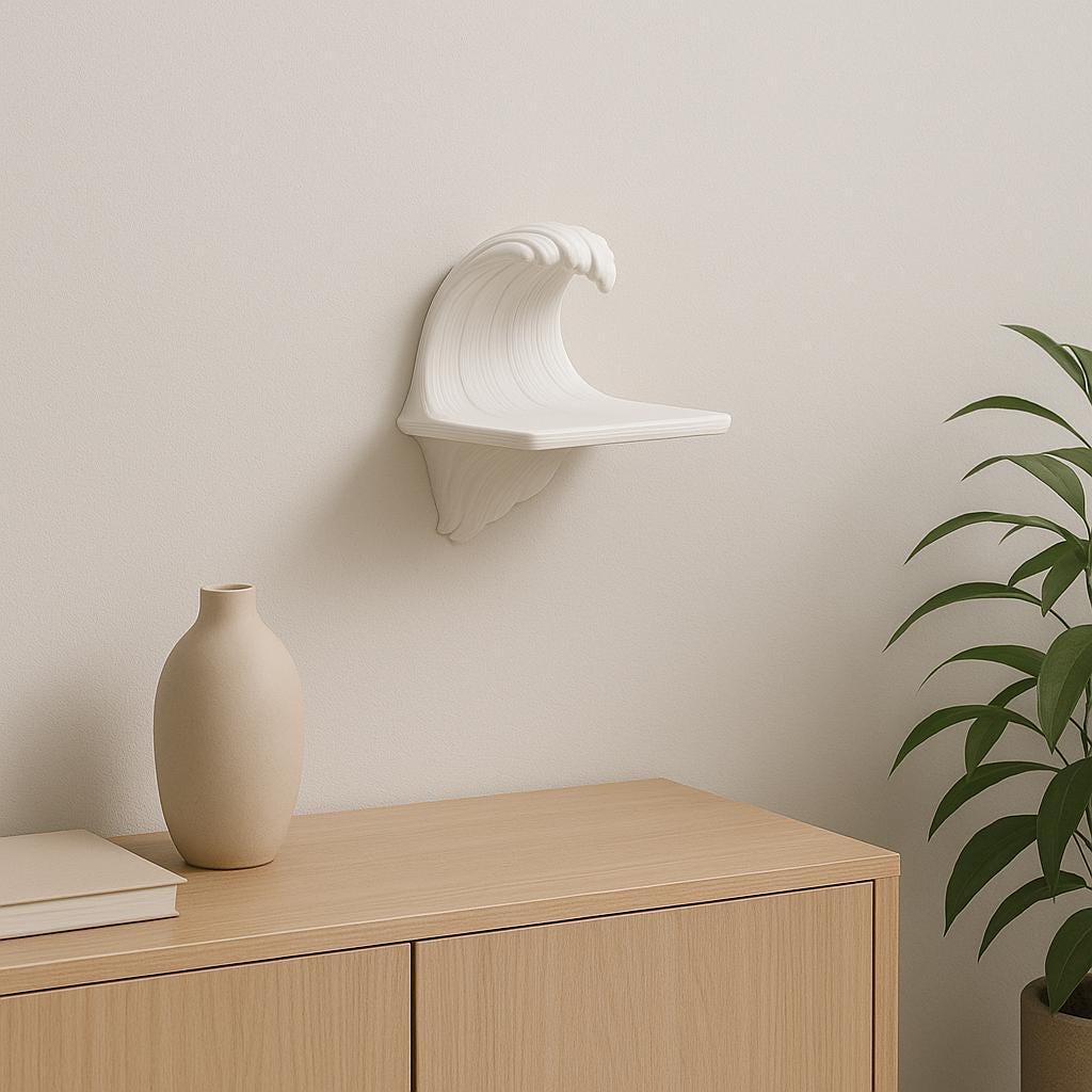 Wave Wall Shelf | 3D Printed Floating Shelf | Ocean-Inspired Decor