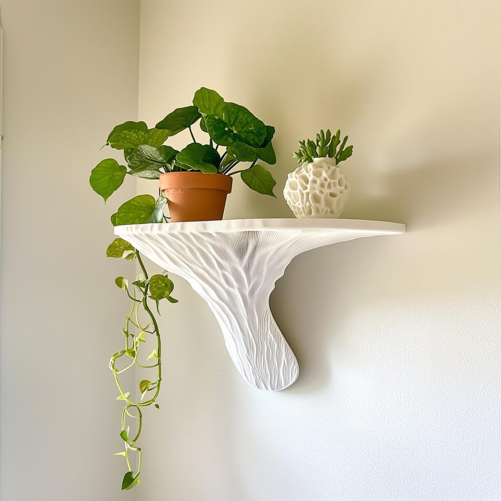 Deadly Galerina Mushroom Shelf | Organic 3D Printed Floating Shelf | Mycelium-Inspired Wall Art