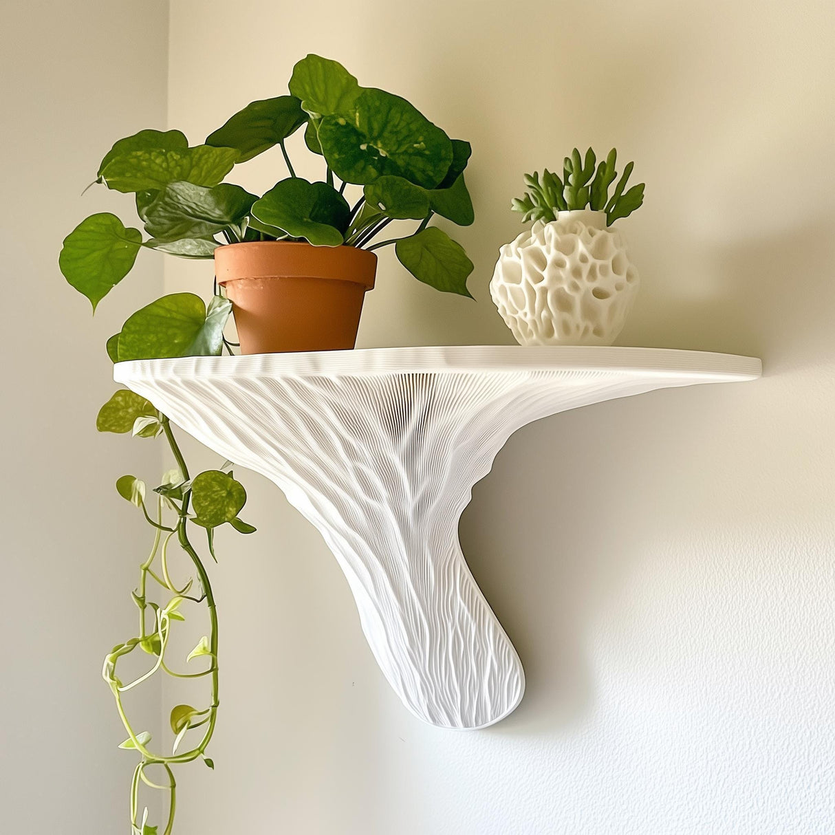 Deadly Galerina Mushroom Shelf | Organic 3D Printed Floating Shelf | Mycelium-Inspired Wall Art