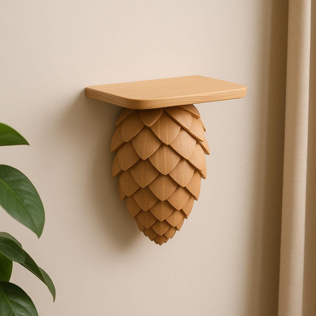 Pinecone Wall Shelf | Woodland Decor | 3D Printed Floating Shelf