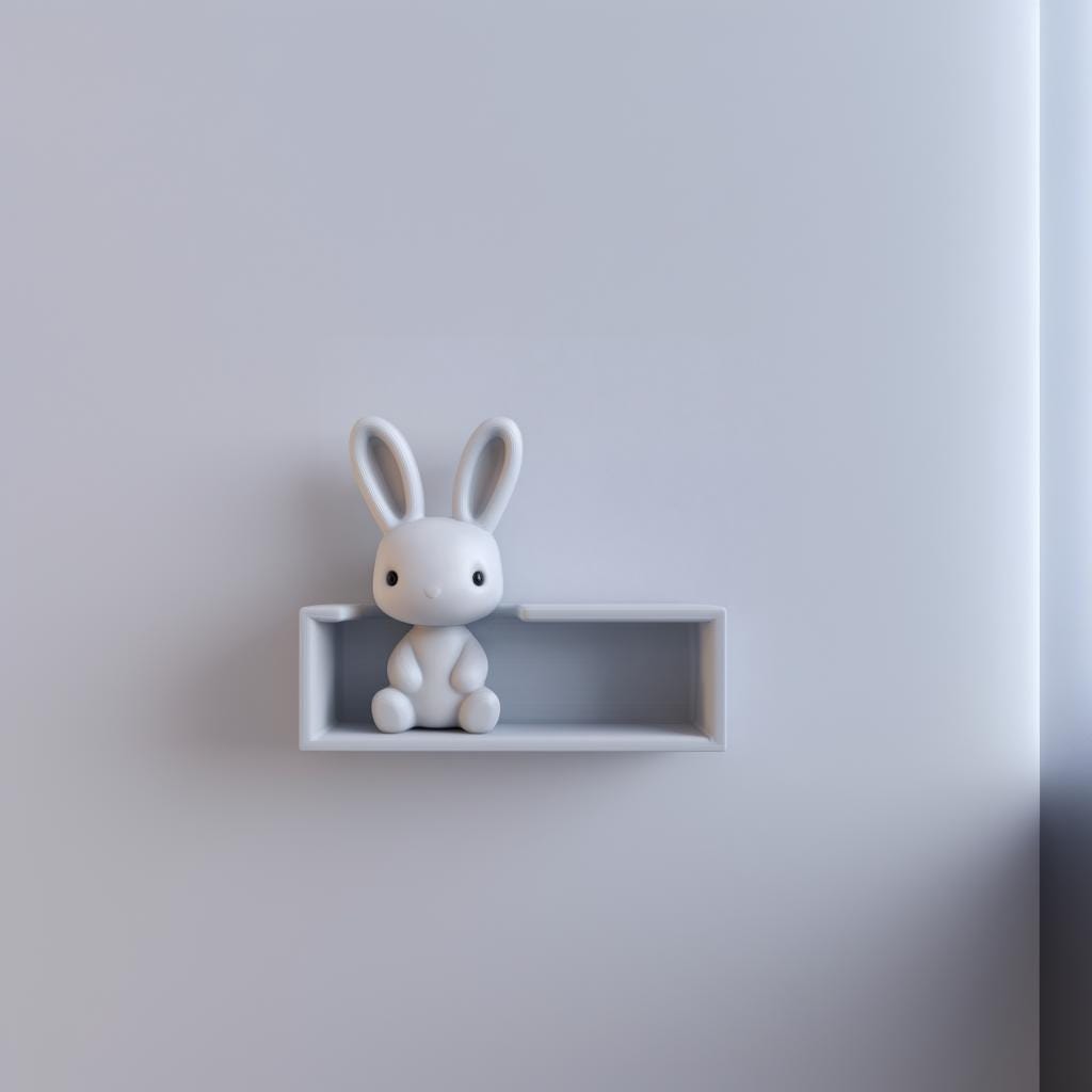 3D Printed Bunny Wall Shelf | Minimalist Kids Room Floating Ledge | Modern Nursery Decor Accent for Toys | Books | Small Everyday Items