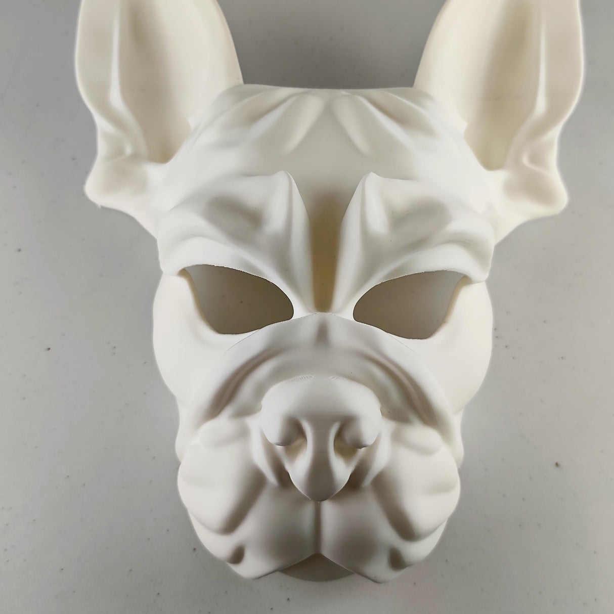 3D Printed Bulldog Mask | Modern Dog Face Sculpture | French Bulldog Cosplay Prop