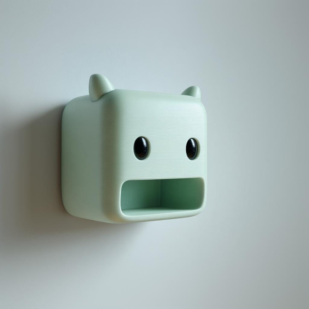 3D Printed Monster Wall Storage Cubby | Cute Kawaii Face Shelf for Keys, Mail and Entryway Essentials | Minimal Modern Home Decor Organizer