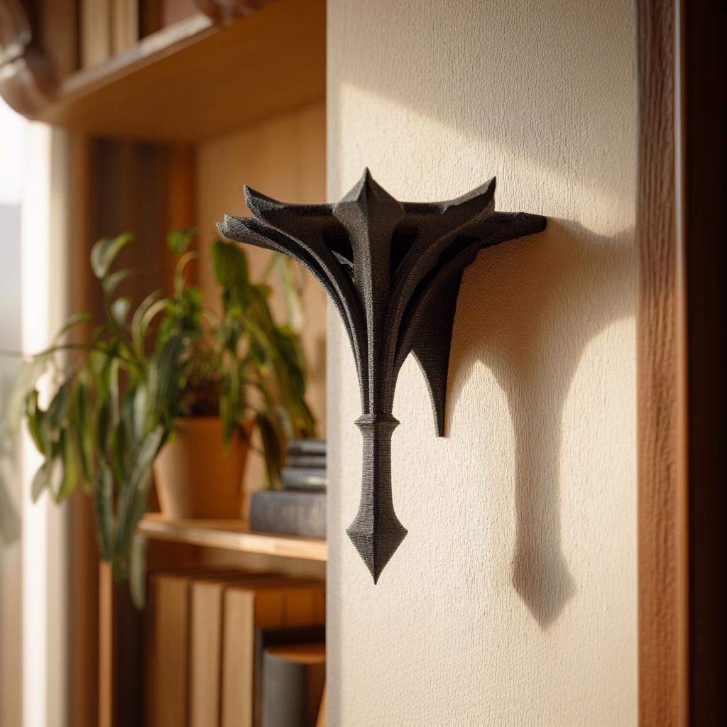 3D Printed Gothic Wall Shelf Bracket | Fantasy Spire Floating Wall Decor | Dark Minimal Display Ledge for Books, Candles and Collectibles