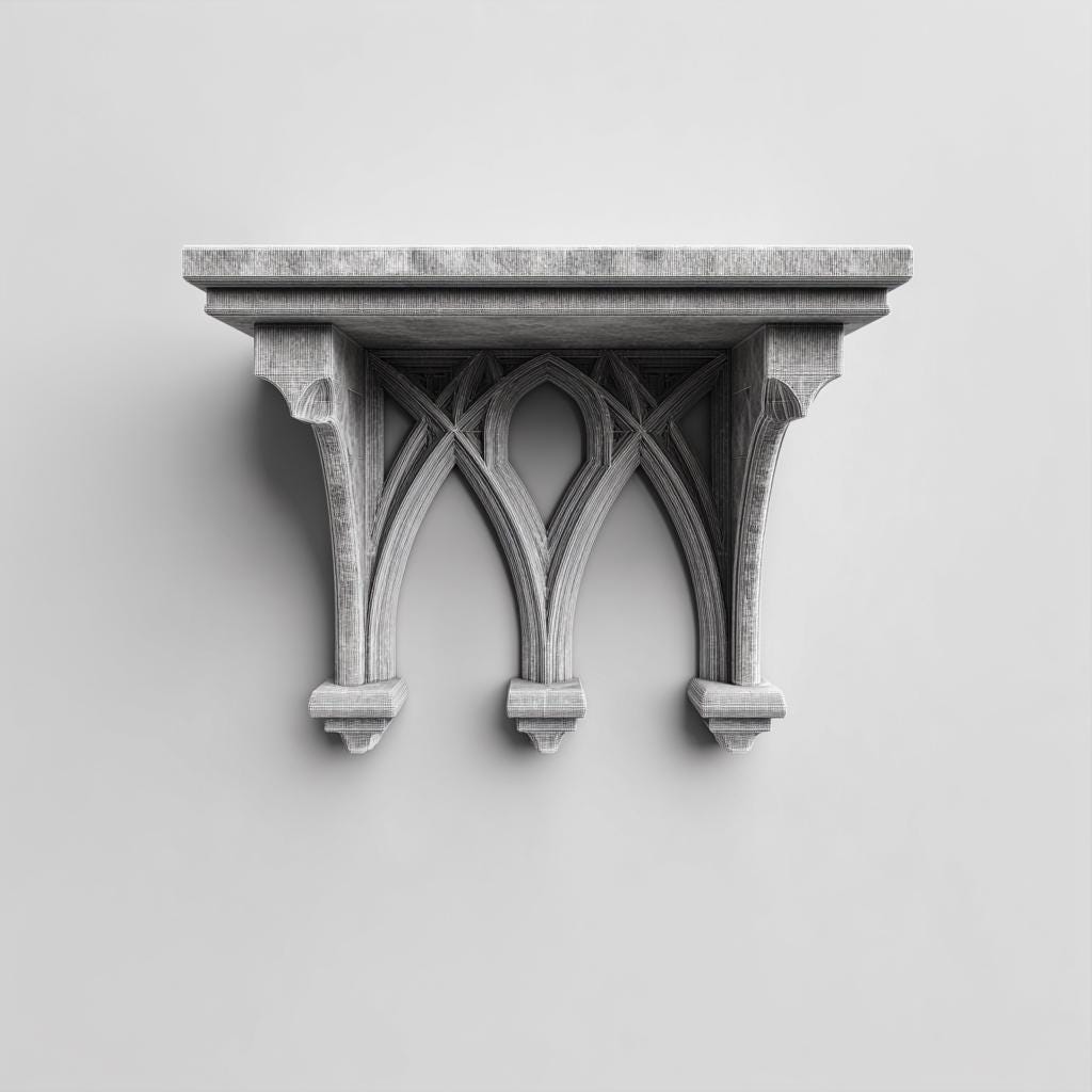 3D Printed Gothic Arch Wall Shelf | Medieval Cathedral Floating Ledge | Dark Fantasy Home Decor Display for Candles, Crystals and Icons