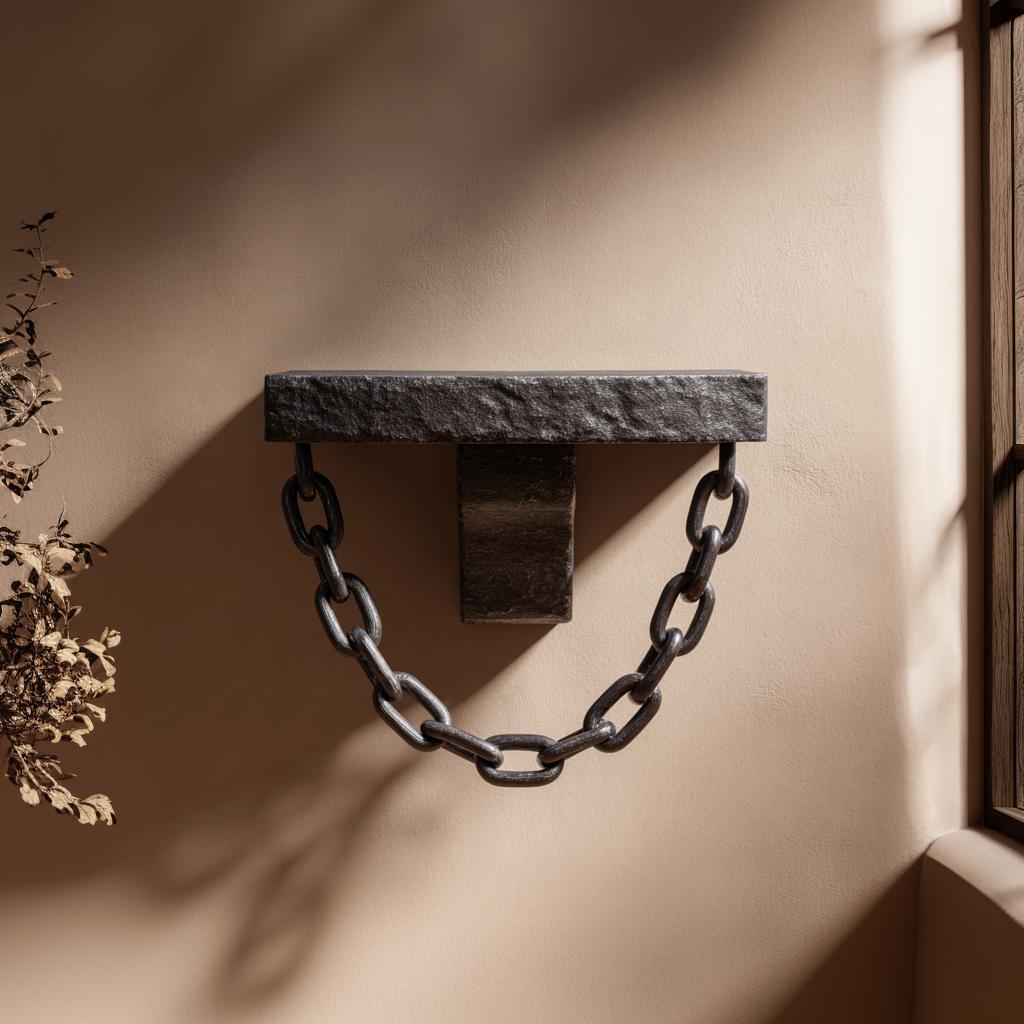 3D Printed Gothic Chain Wall Shelf | Dark Fantasy Ledge with Hanging Chain | Dungeon Style Home Decor for Entryway Shelf Accent Wall Decor