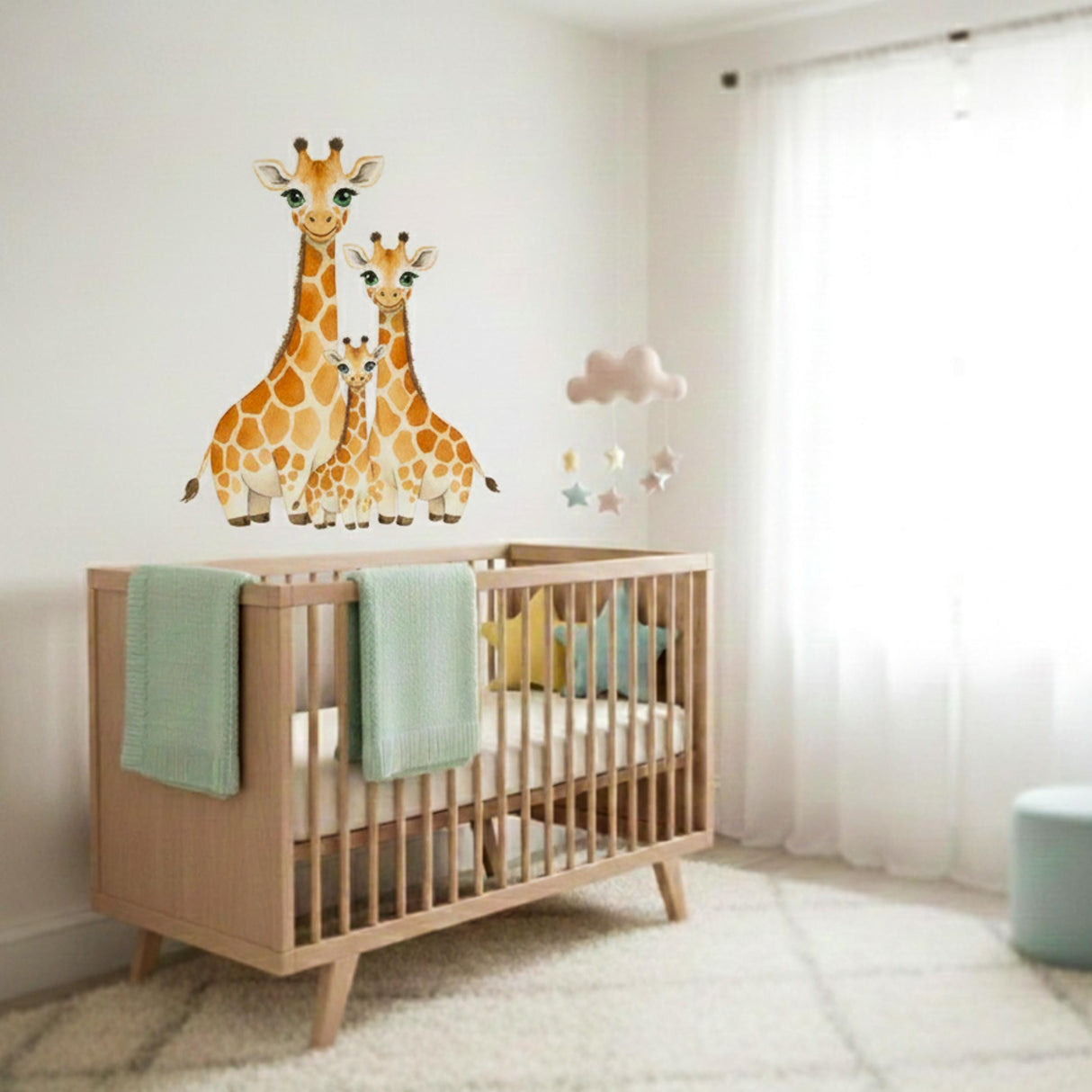 Giraffe Family Wall Decal | Safari Nursery Decor