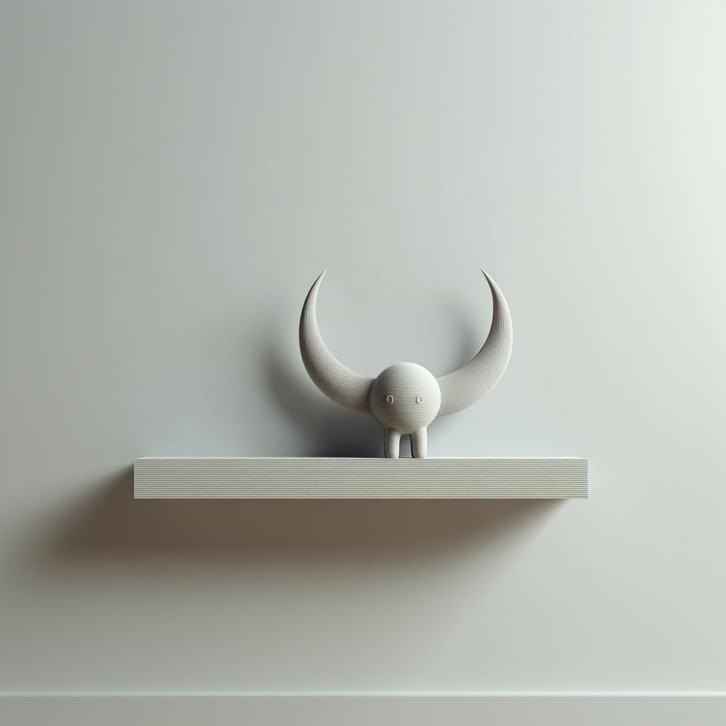 3D Printed Horned Creature Shelf | Minimal Fantasy Floating Ledge Display | Cute Modern Room Decor Accent for Bedroom Gaming Setup Office
